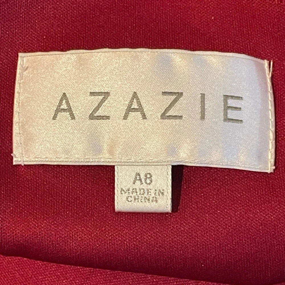 Azazie One-Shoulder Burgundy Dress,A8 - Picture 9 of 10